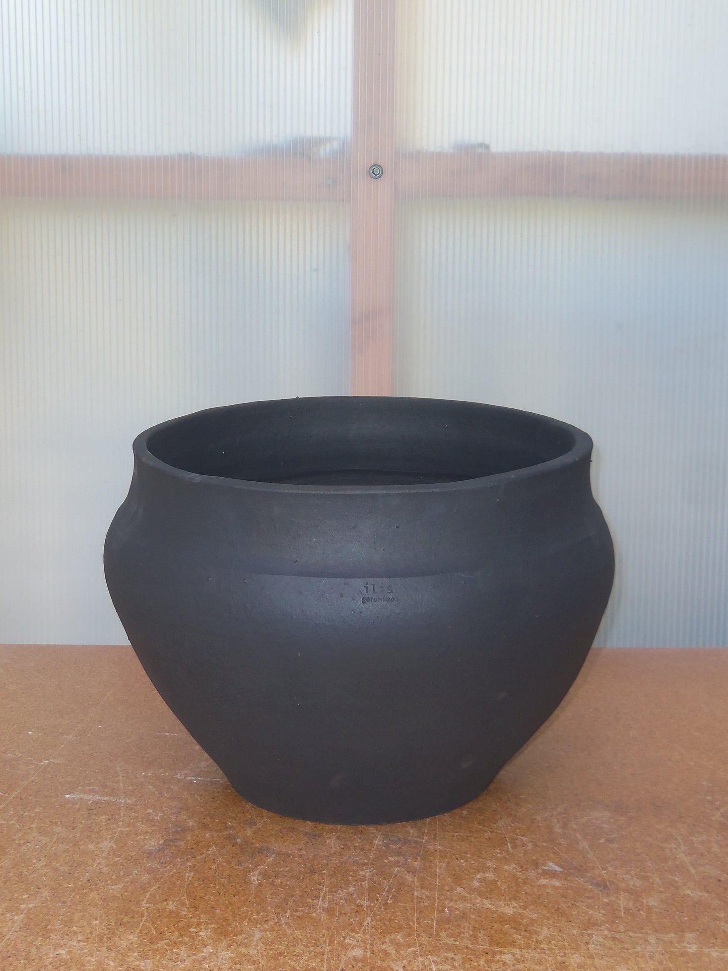 Black Glazed Stoneware Planter no. 116