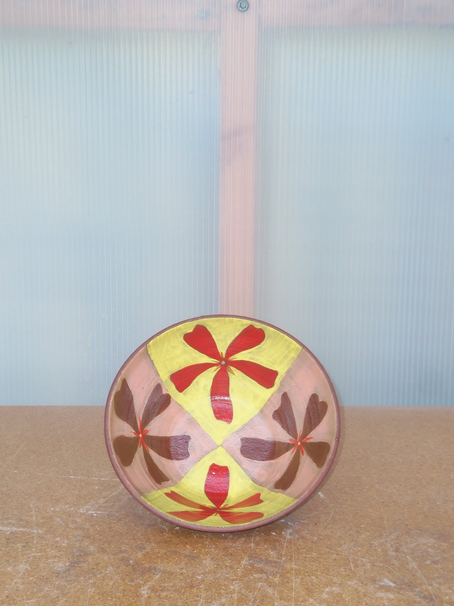 Yellow/Red Flower Bowls (Pair)