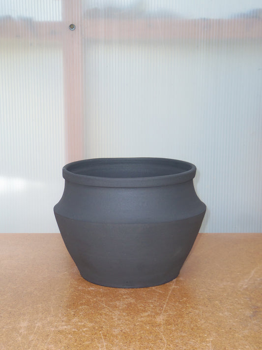 Black Glazed Stoneware Planter no. 014